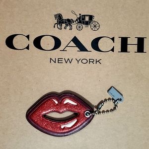 COACH Red Glitter Lips Bag Charm / Keychain